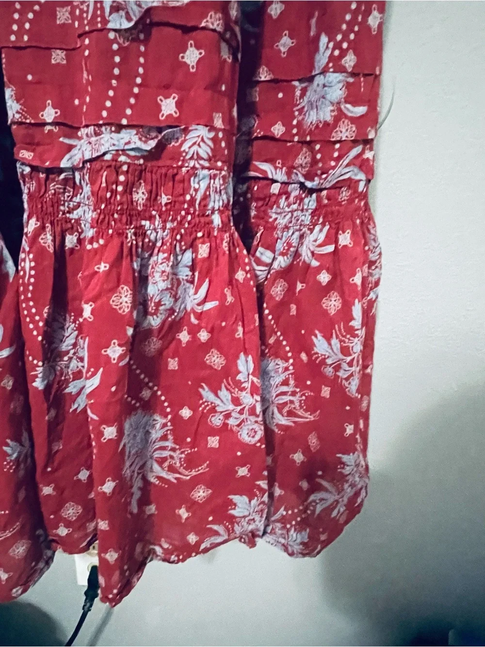 Free People Golden Hour Wine Combo Maxi Dress Red Blue Boho Cottagecore Medium